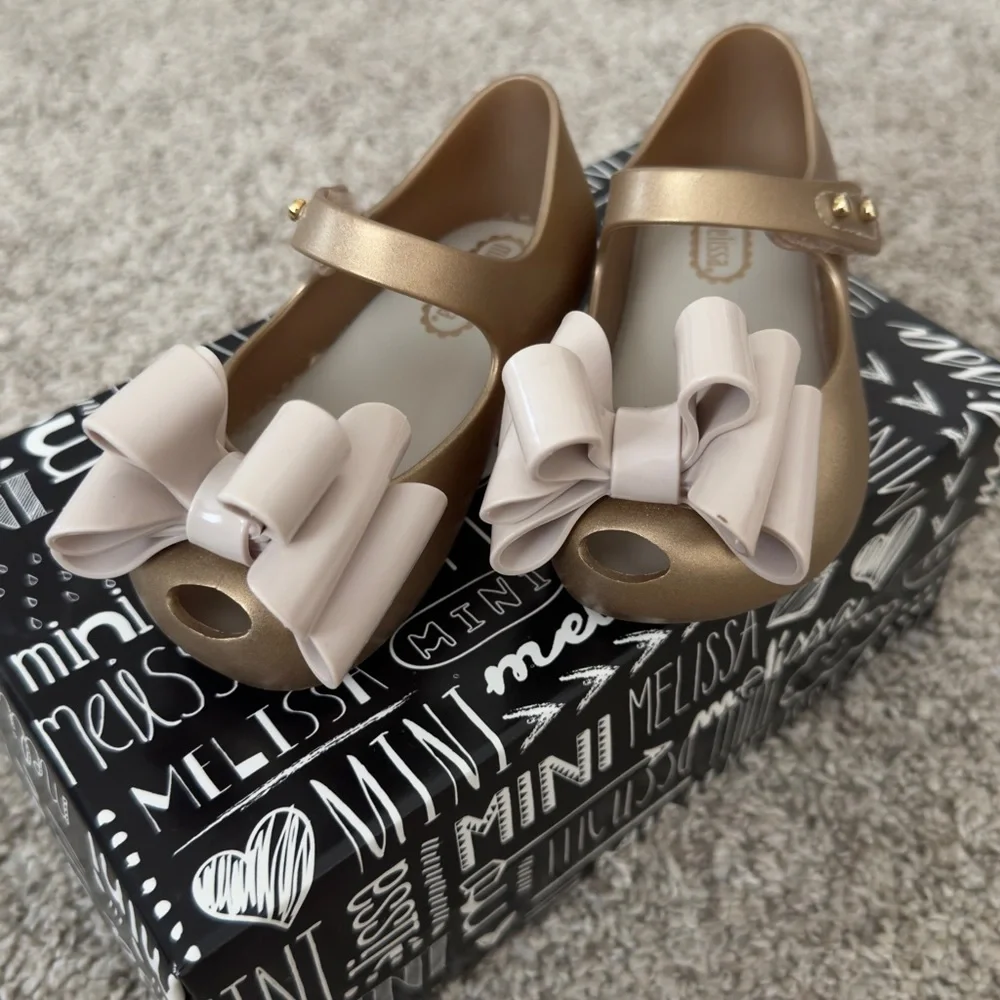 Mini Melissa Ultragirl gold toddler girl shoes sandals size 6